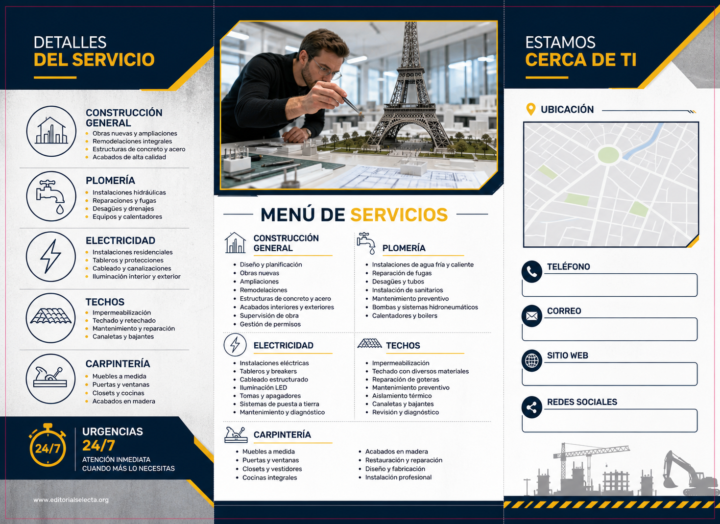 Menú Tríptico · Construcción 2