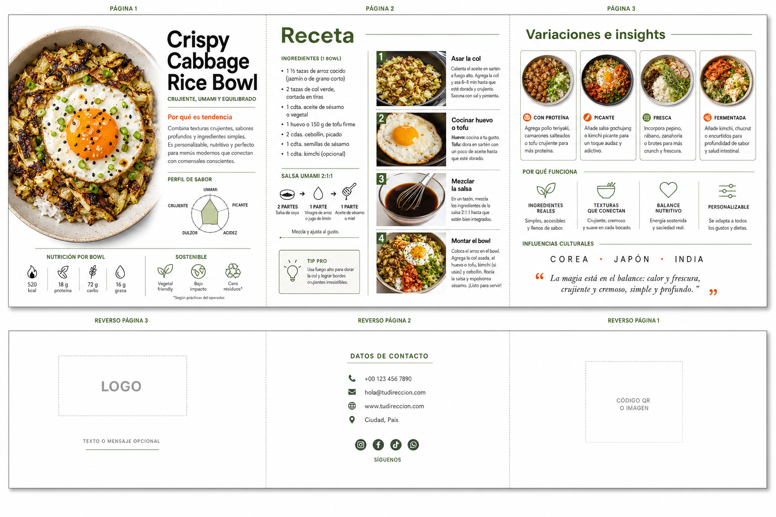 Tarjeta Doble (plegable) · Comidas
