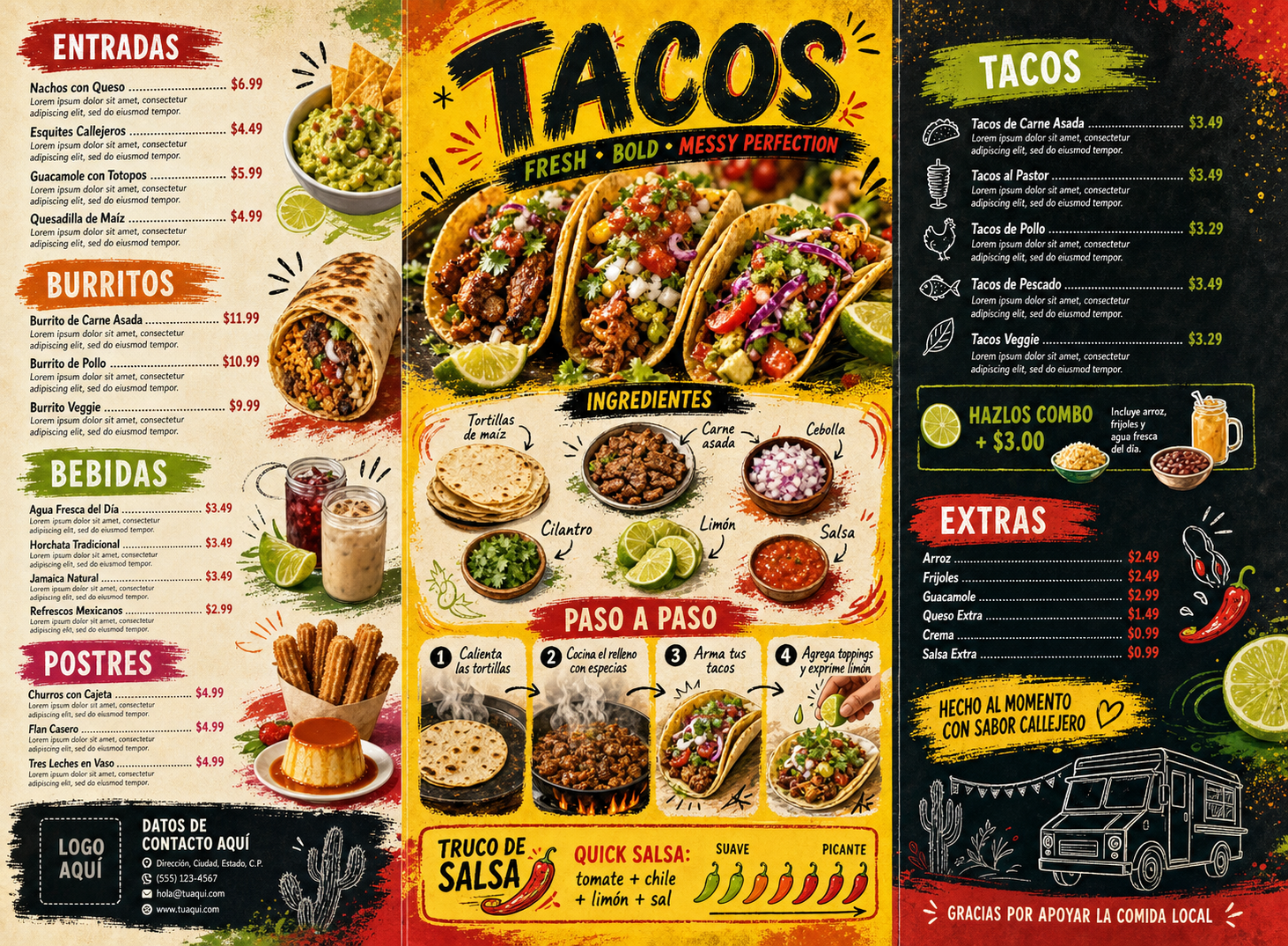 Menú Tríptico · Comidas