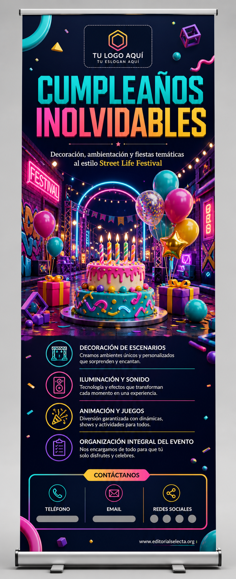 Banner Retráctil (Roll-Up) · Fiestas o Reuniones