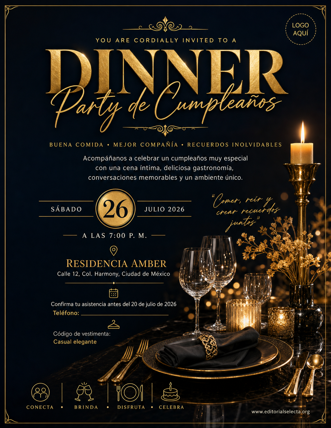 Flyer Carta Completa · Fiestas o Reuniones