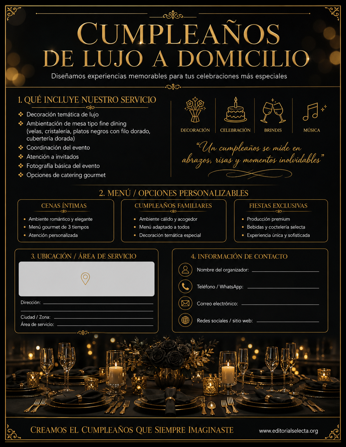 Flyer Carta Completa · Fiestas o Reuniones 2