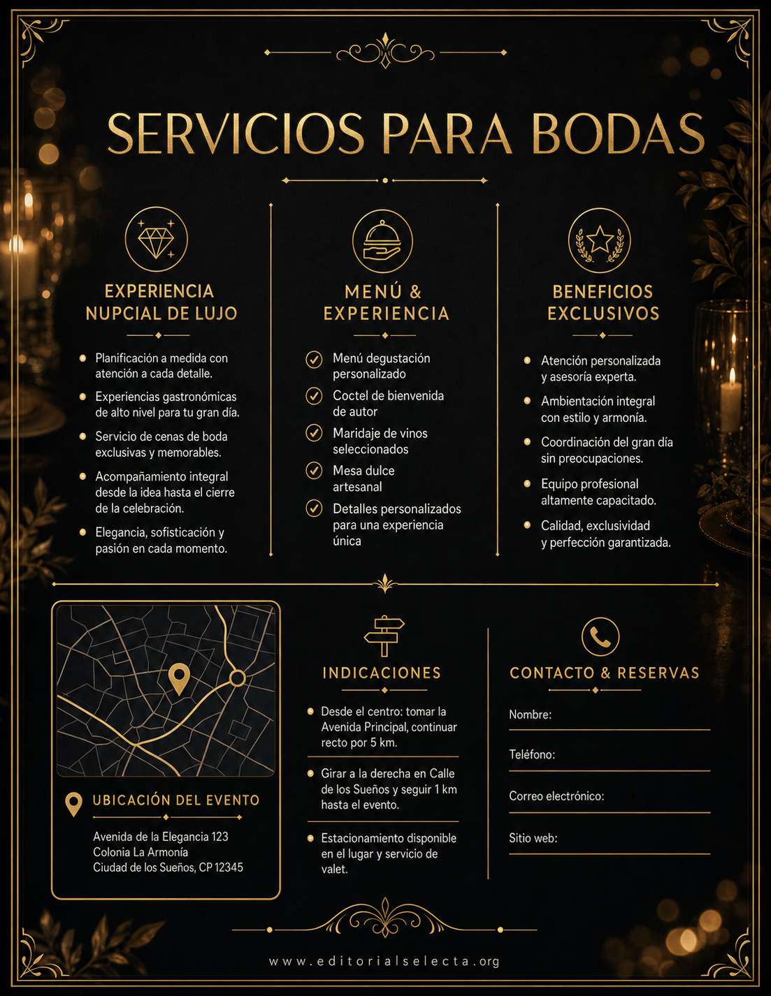 Flyer Carta Completa Reverso · Fiestas o Reuniones