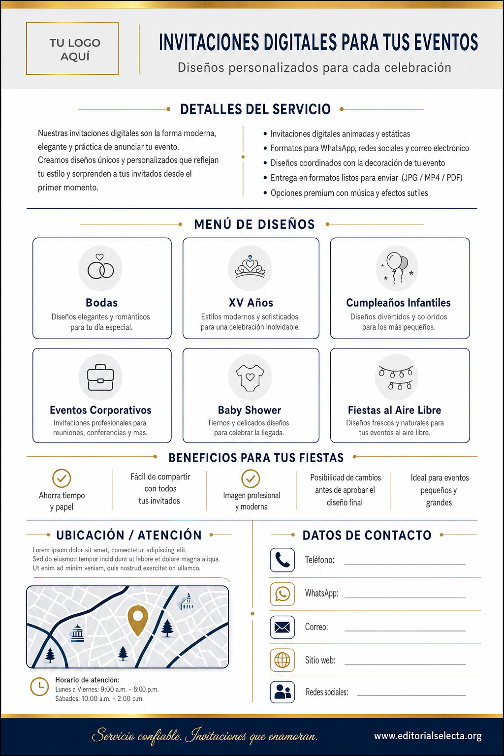 Flyer Carta Completa · Fiestas o Reuniones
