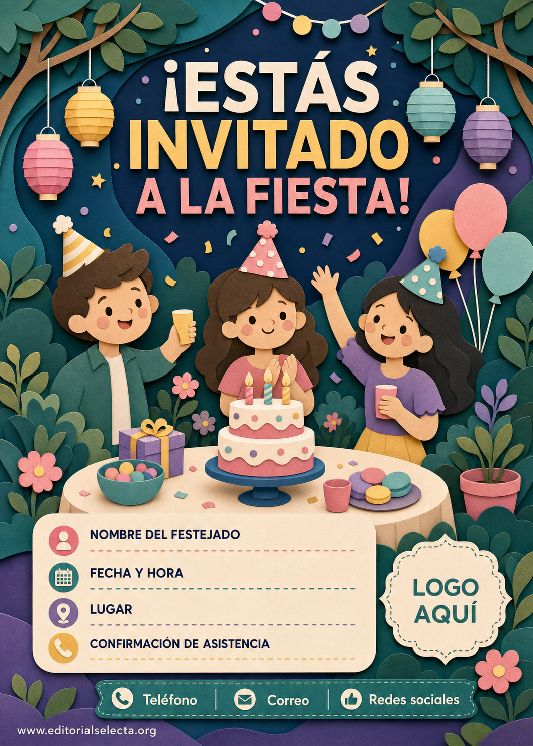 Invitación · Fiestas o Reuniones (Frente)