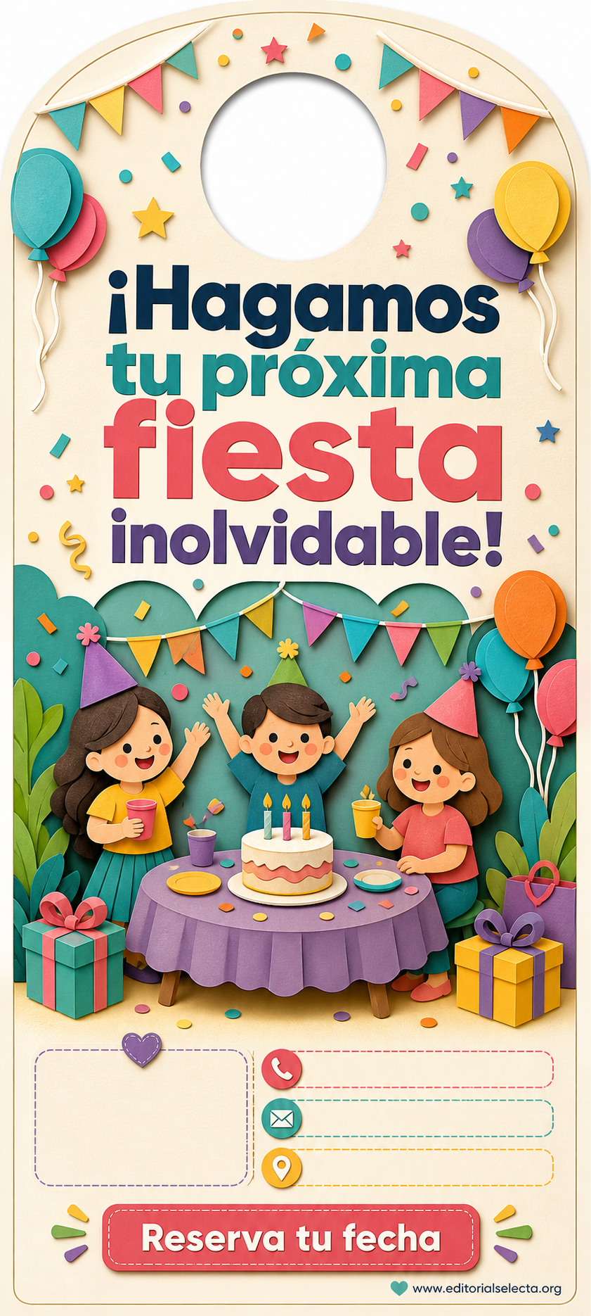 Door Hanger · Fiestas o Reuniones (Frente)