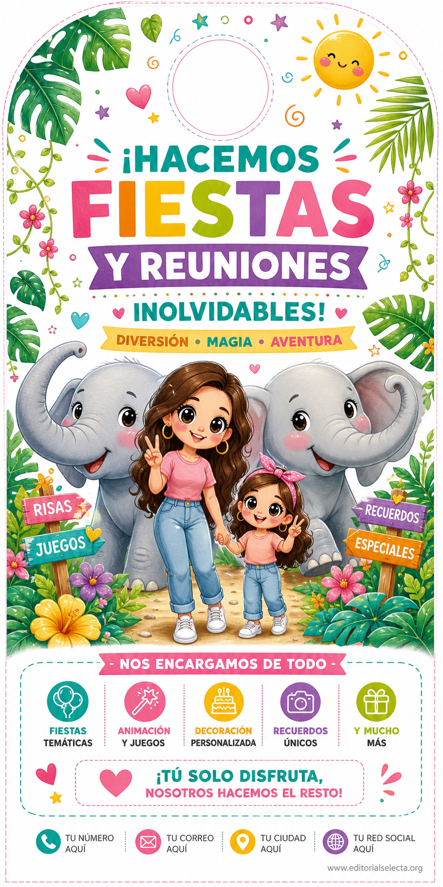 Door Hanger · Fiestas o Reuniones (Frente)