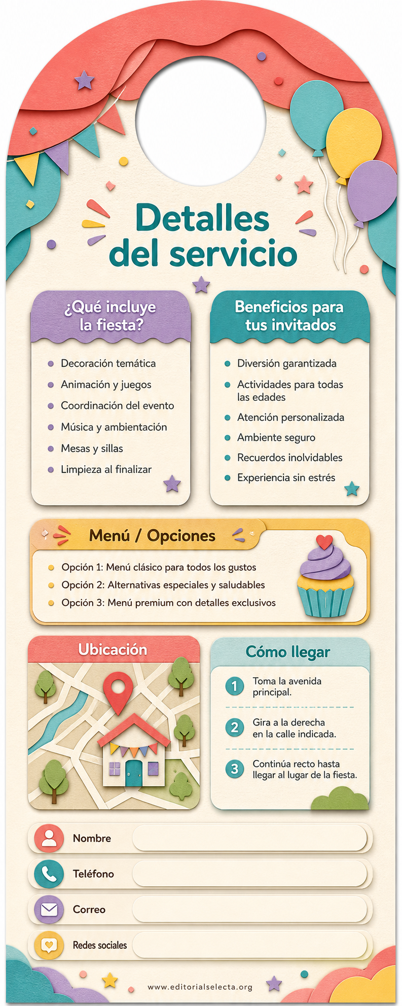 Door Hanger · Fiestas o Reuniones (Frente) 2