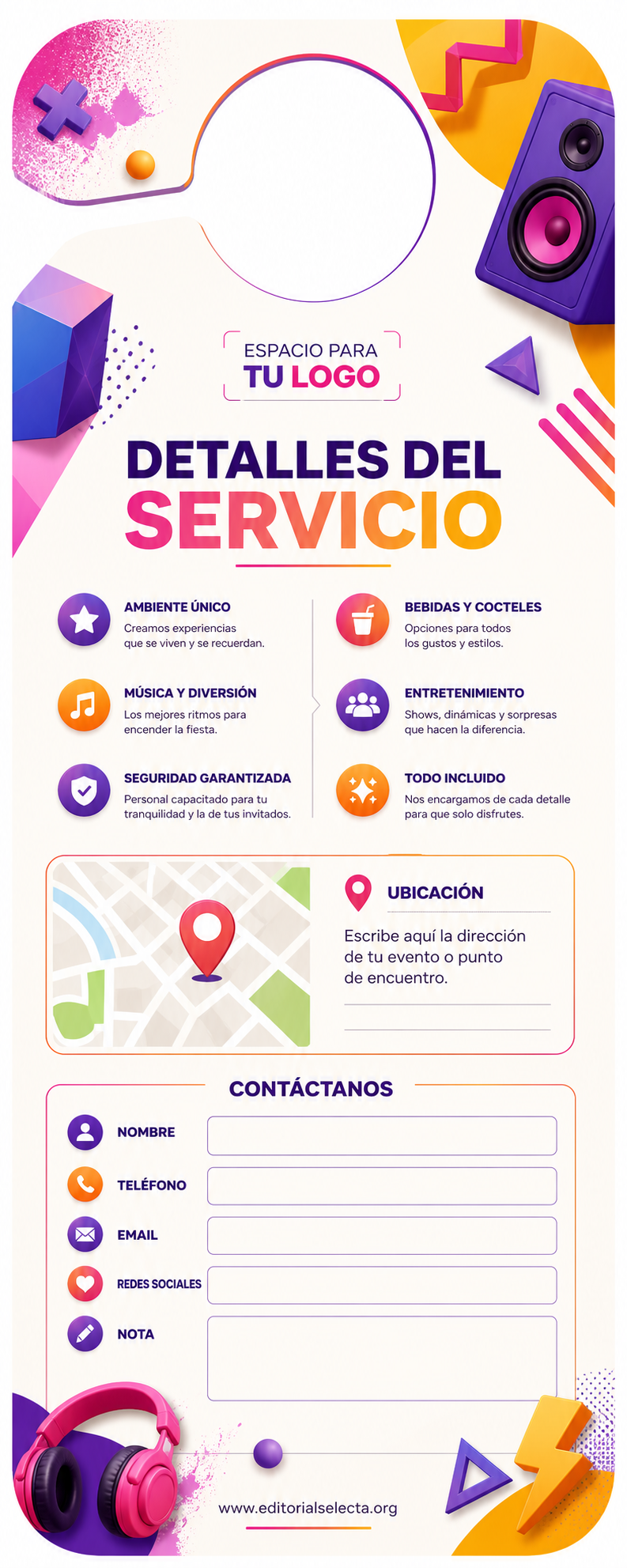 Door Hanger · Fiestas o Reuniones (Frente) 2
