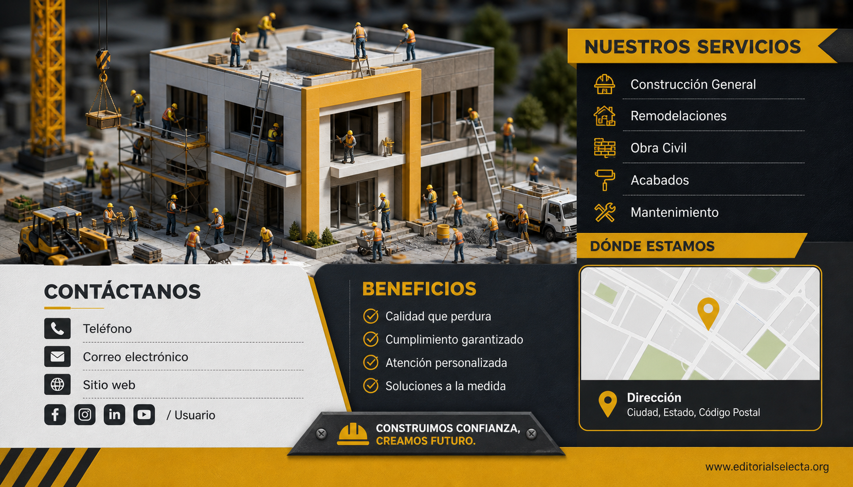 Tarjeta de Presentación Estándar · Construcción en general (Reverso)