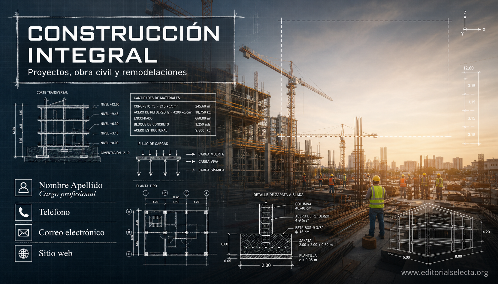 Tarjeta de Presentación Estándar · Construcción en general (Frente)