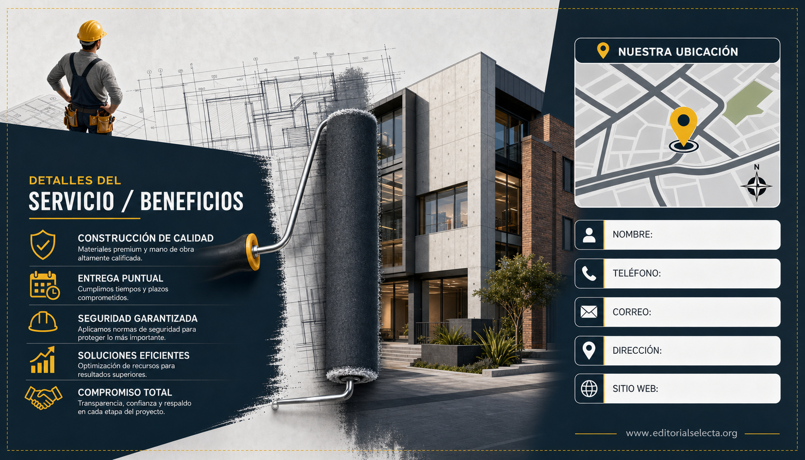 Tarjeta de Presentación Estándar · Construcción en general (Reverso)