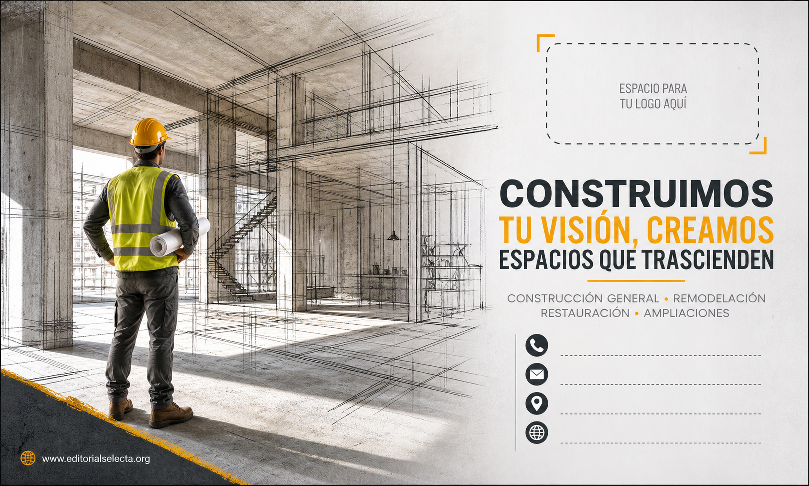Tarjeta de Presentación Estándar · Construcción en general (Frente)