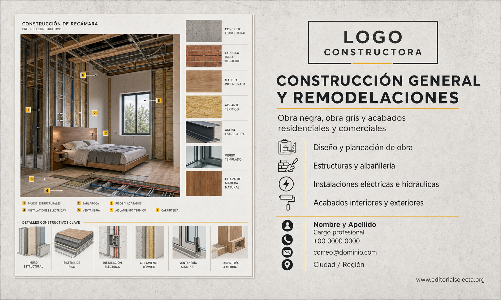 Tarjeta de Presentación Estándar · Construcción en general (Frente)