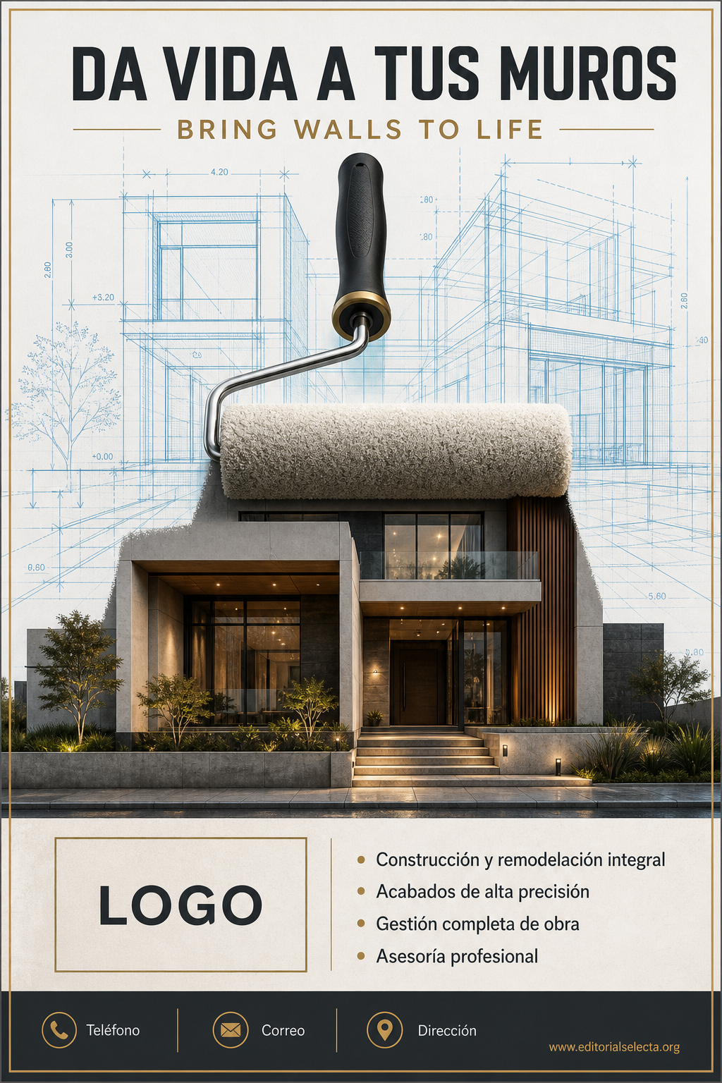 Flyer Media Carta · Construcción en general (Frente)