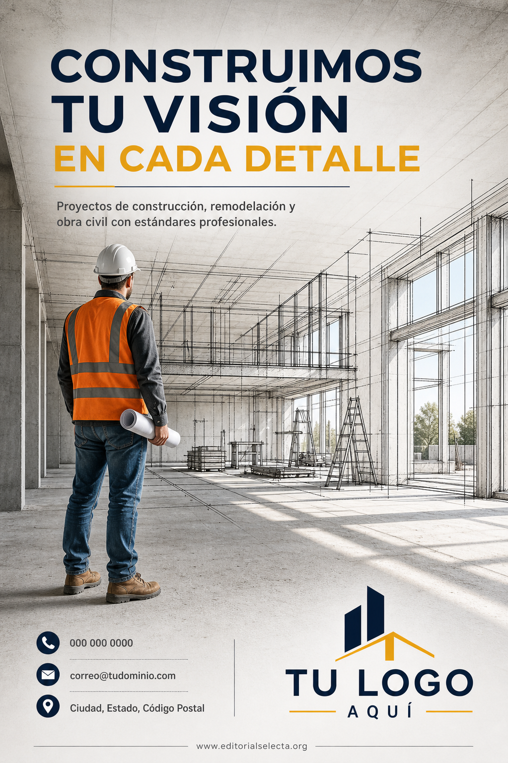 Flyer Media Carta · Construcción en general (Frente)