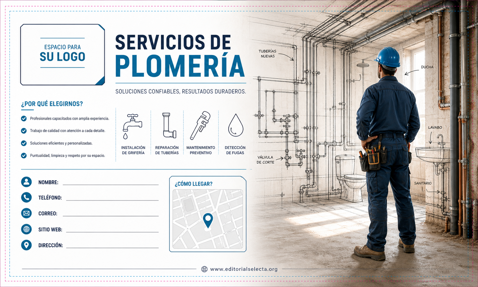 Tarjeta de Presentación Estándar · Plomeros (Frente) 2