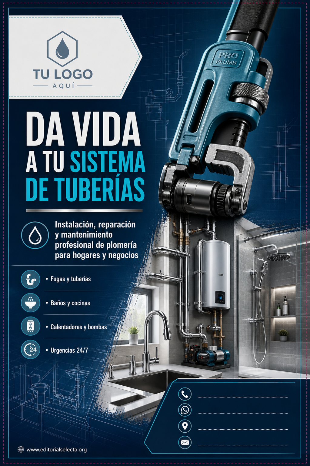 Flyer Media Carta · Plomeros (Frente)