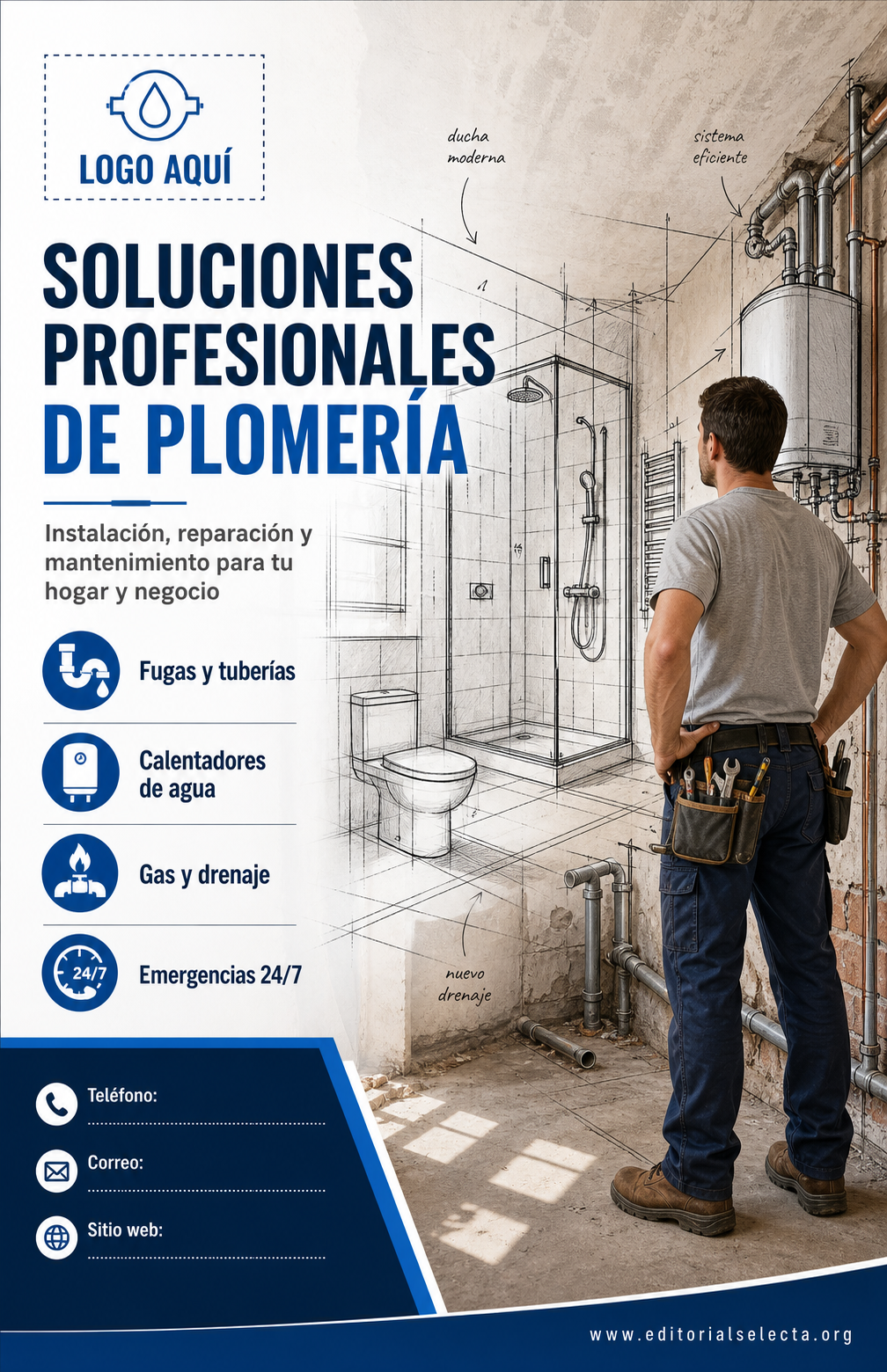 Flyer Media Carta · Plomeros (Frente)