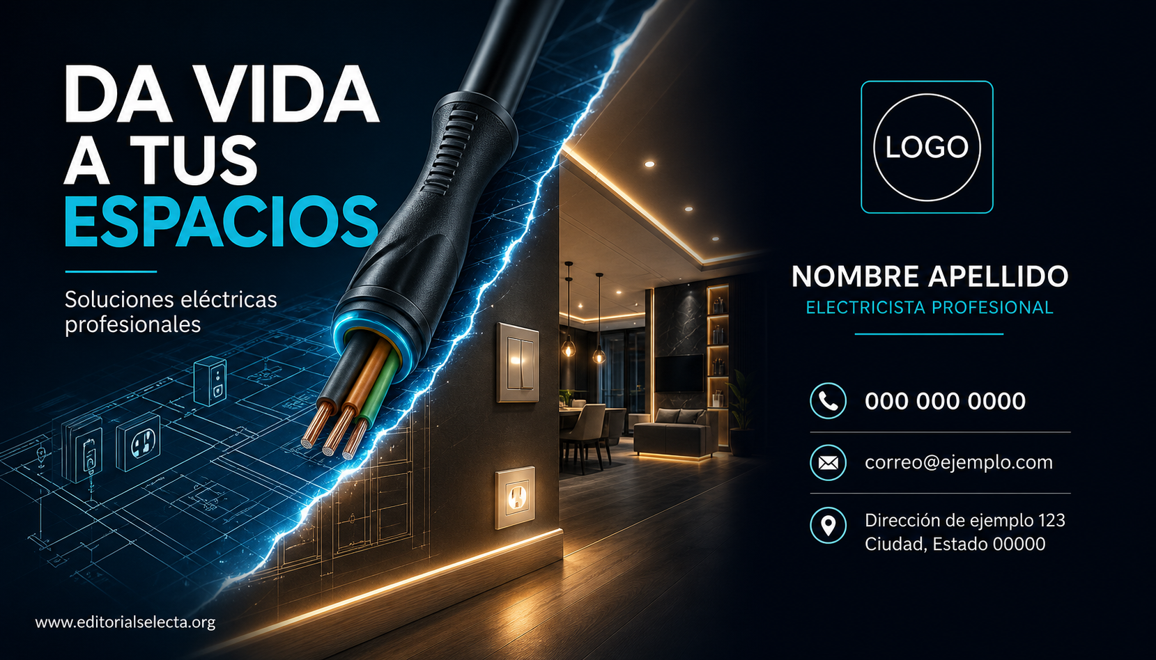 Tarjeta de Presentación Estándar · Electricistas (Frente)