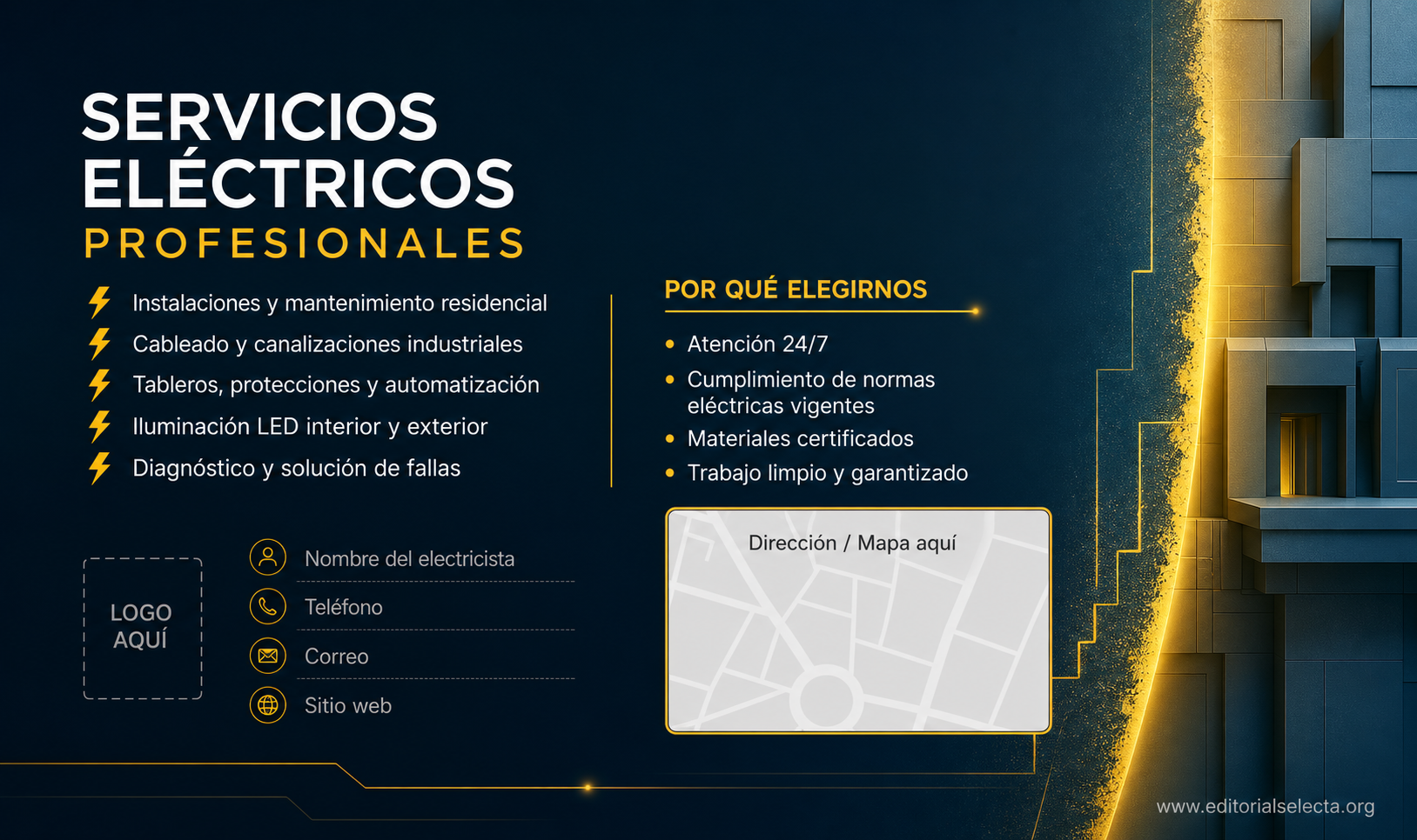 Tarjeta de Presentación Estándar · Electricistas (Frente) 2