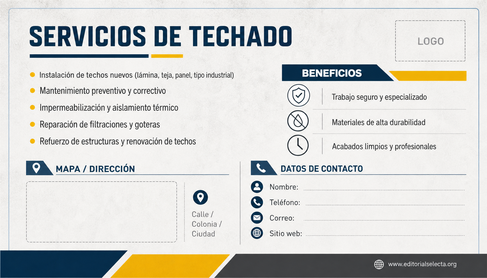 Tarjeta de Presentación Estándar · Roferos / Techeros (Frente) 2
