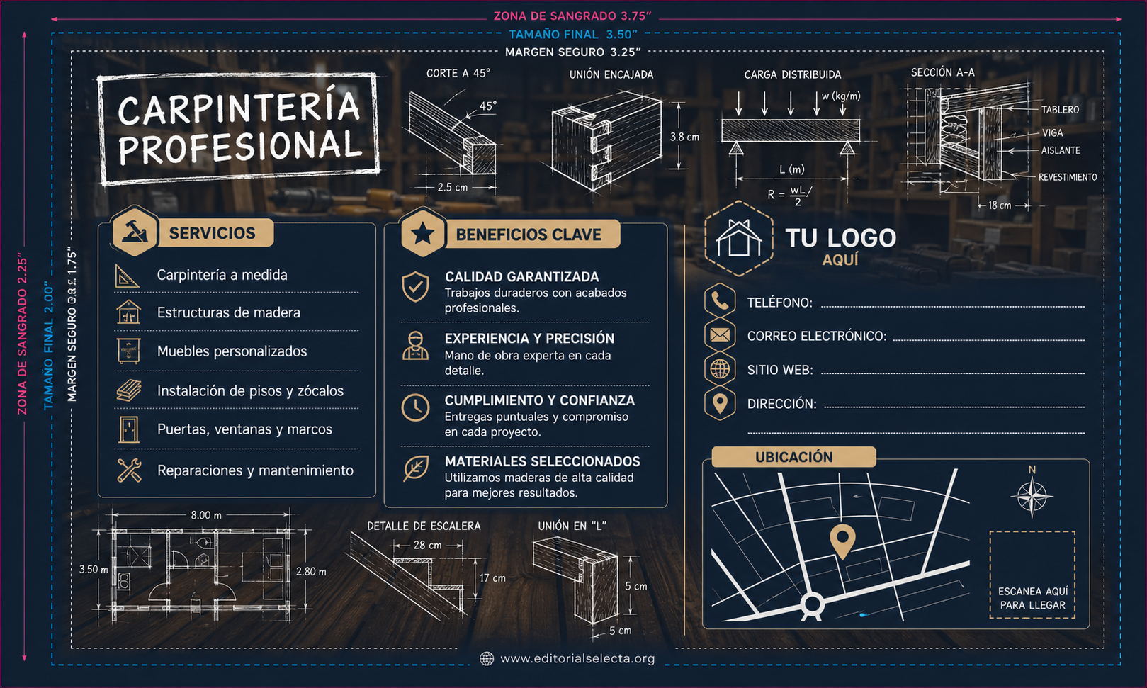 Tarjeta de Presentación Estándar · Carpinteros (Frente) 2