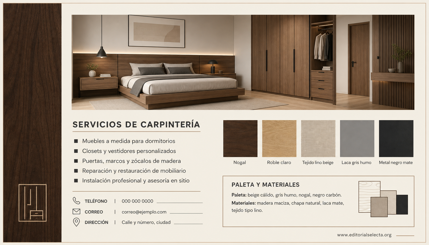 Tarjeta de Presentación Estándar · Carpinteros (Reverso)