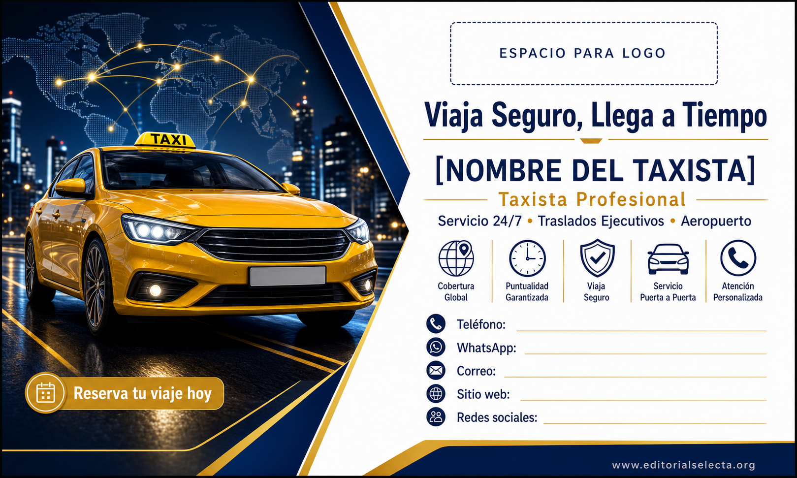 Tarjeta de Presentación Estándar · Taxista (Frente)