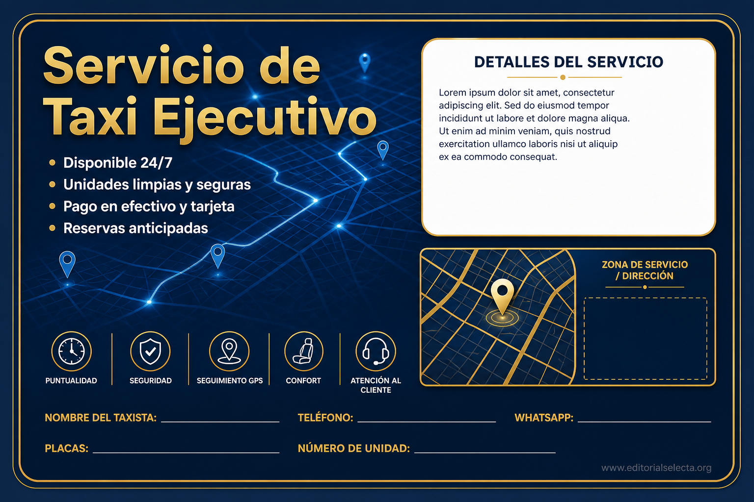 Tarjeta de Presentación Estándar · Taxista (Frente) 2