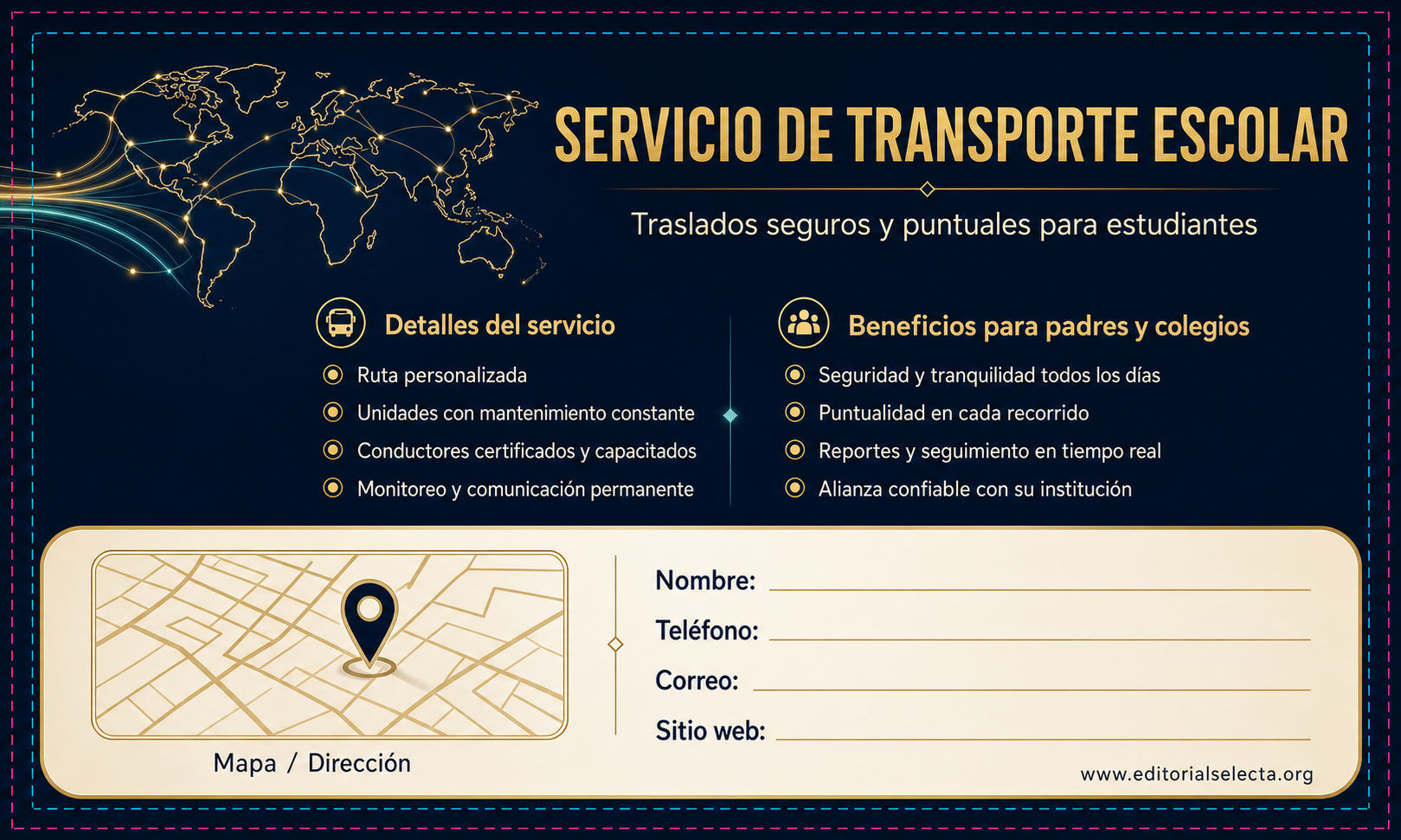 Tarjeta de Presentación Estándar · Bus escolar (Frente) 2