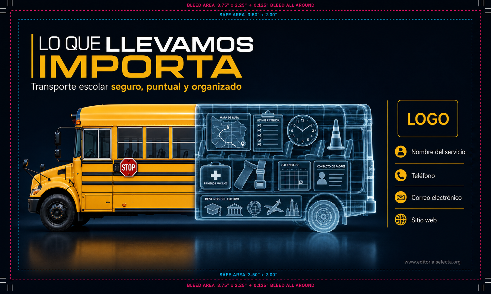 Tarjeta de Presentación Estándar · Bus escolar (Frente)