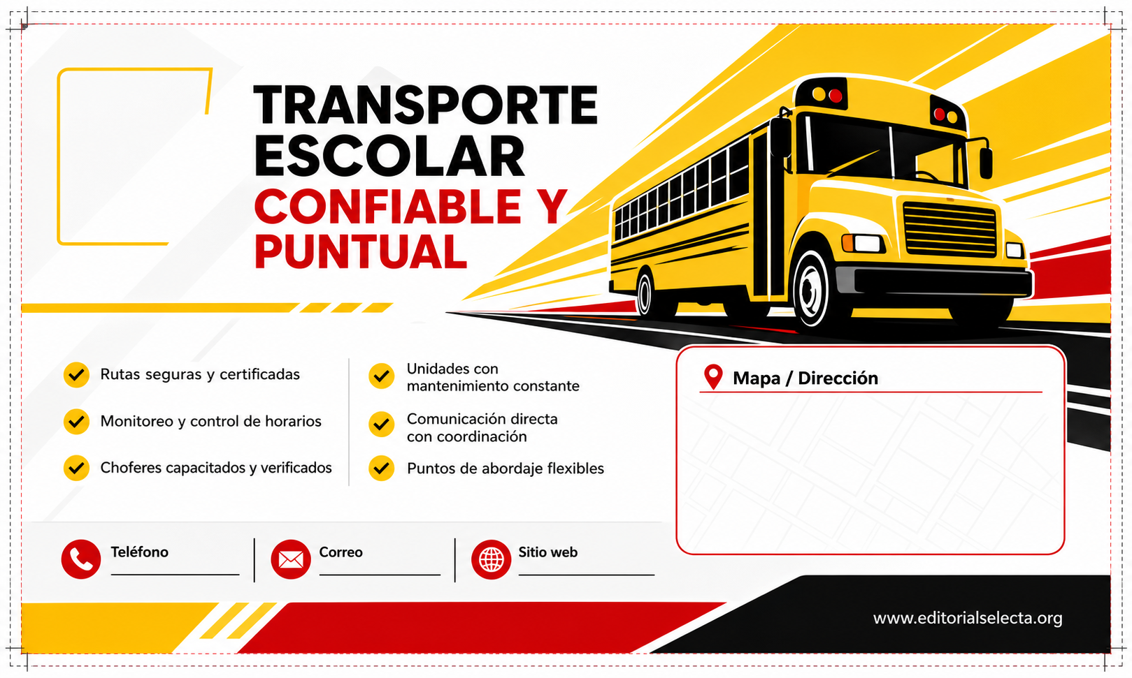 Tarjeta de Presentación Estándar · Bus escolar (Frente) 2