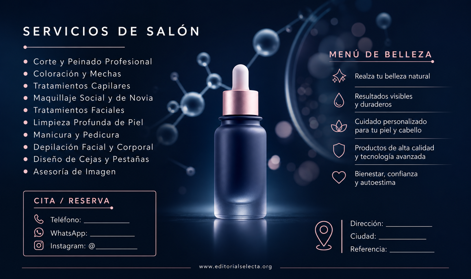 Tarjeta de Presentación Estándar · Salones de belleza (Frente) 2
