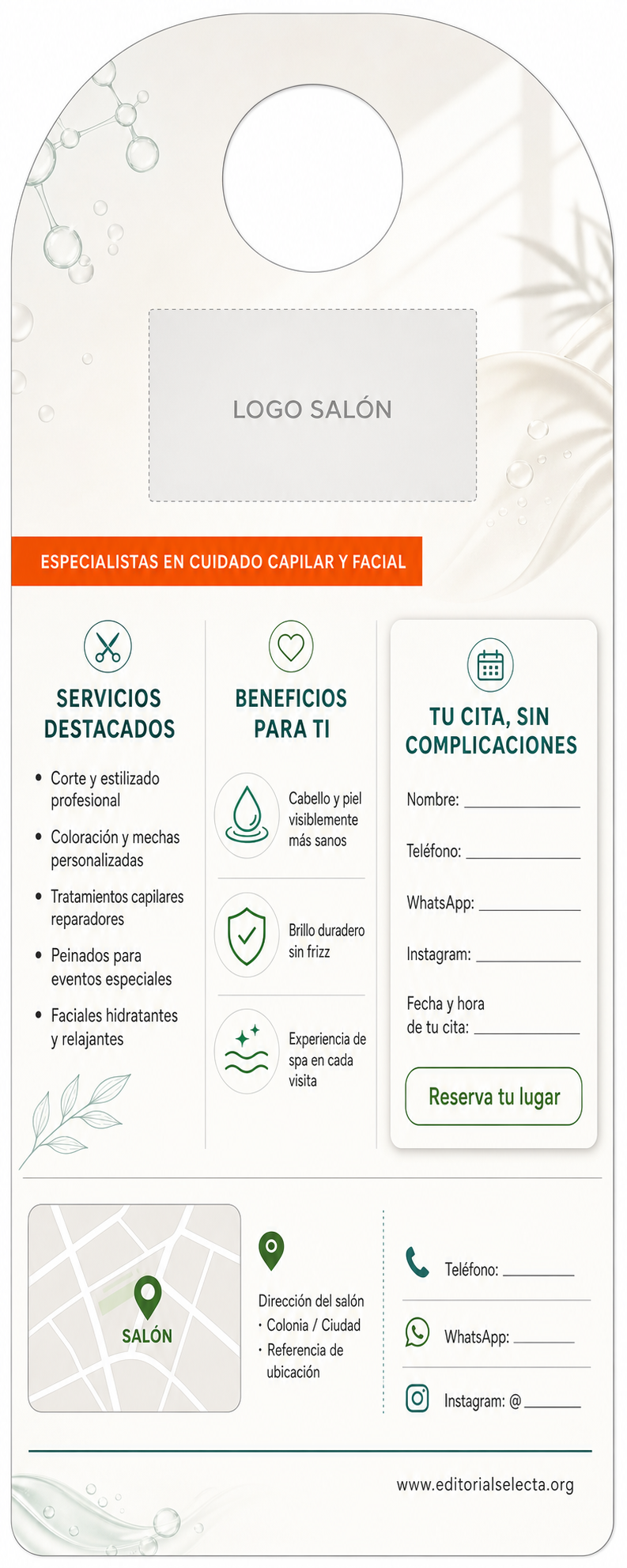 Door Hanger · Salones de belleza (Frente) 2