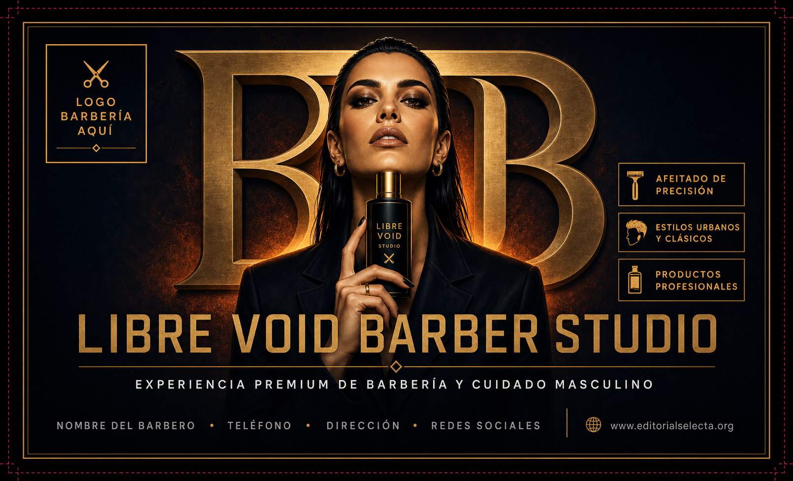 Tarjeta de Presentación Estándar · Barberías (Frente)