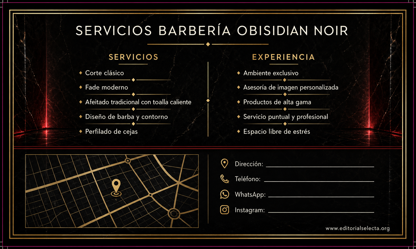 Tarjeta de Presentación Estándar · Barberías (Reverso)