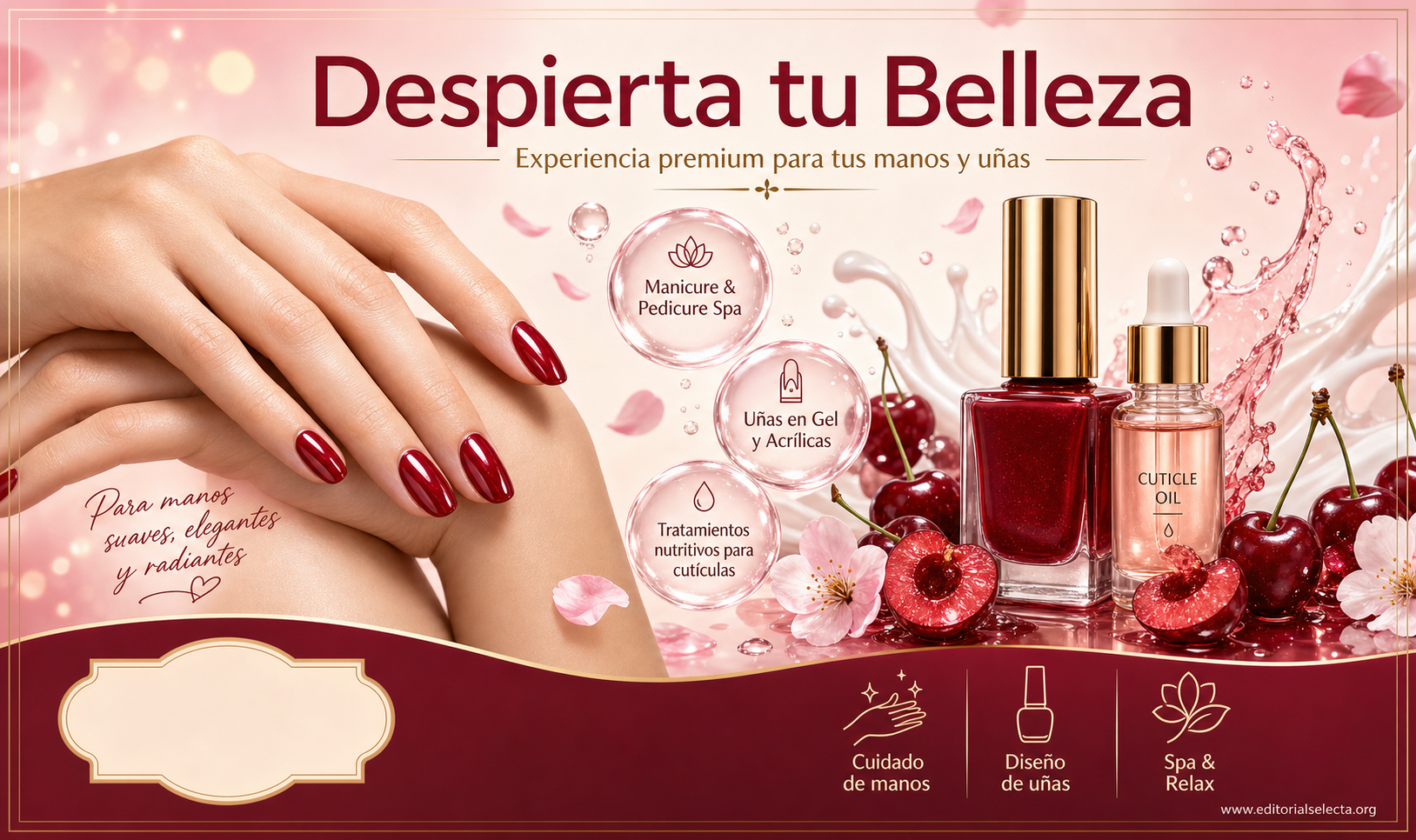 Tarjeta de Presentación Estándar · Salón de uñas (Frente)