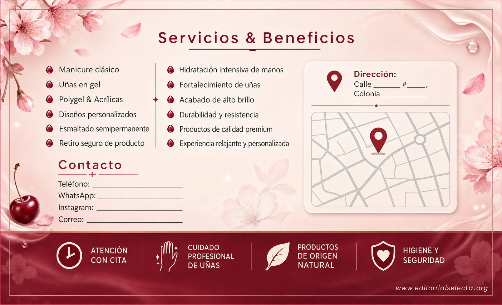 Tarjeta de Presentación Estándar · Salón de uñas (Frente) 2