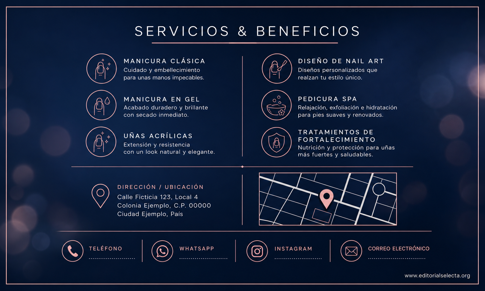 Tarjeta de Presentación Estándar · Salón de uñas (Frente) 2