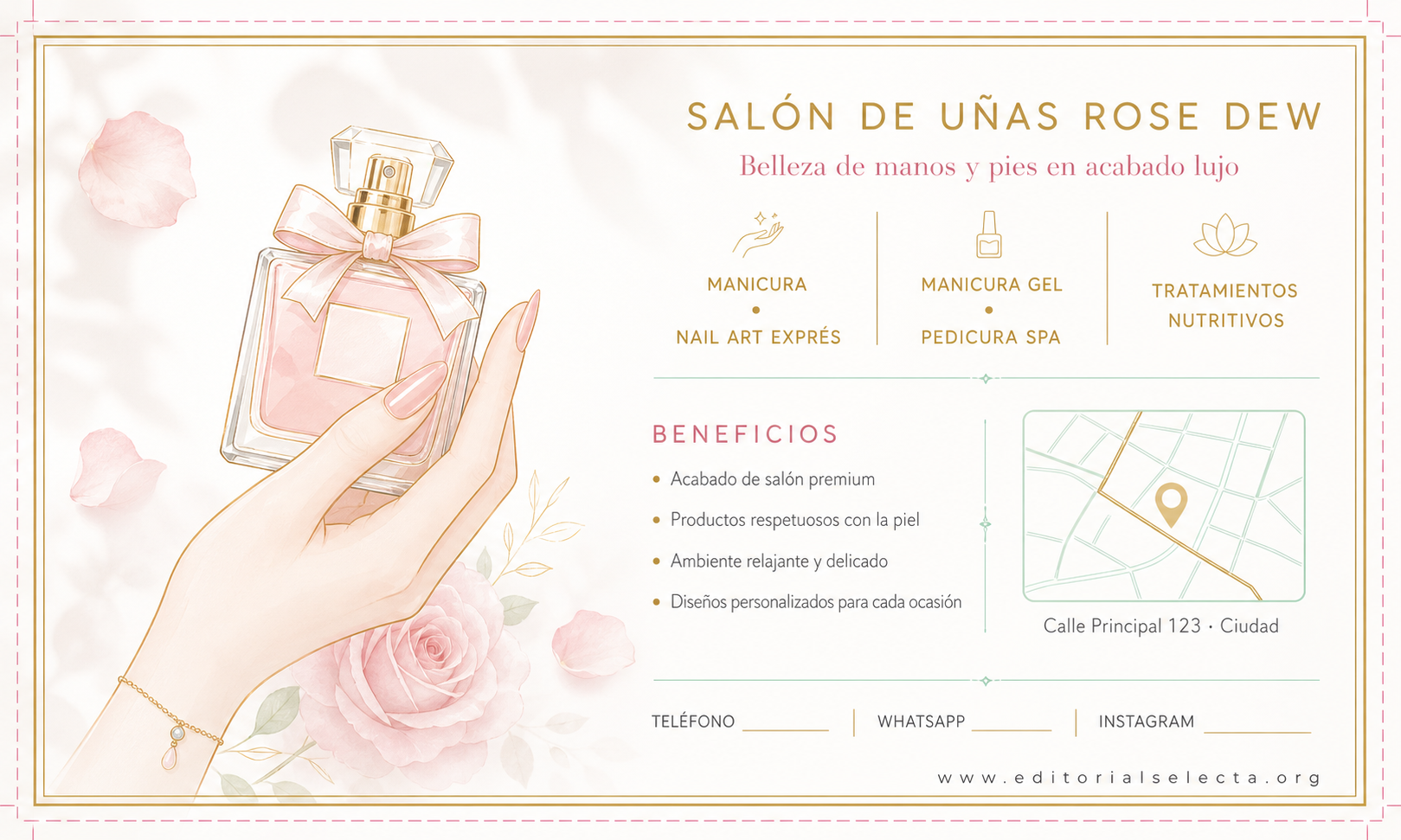 Tarjeta de Presentación Estándar · Salón de uñas (Frente) 2