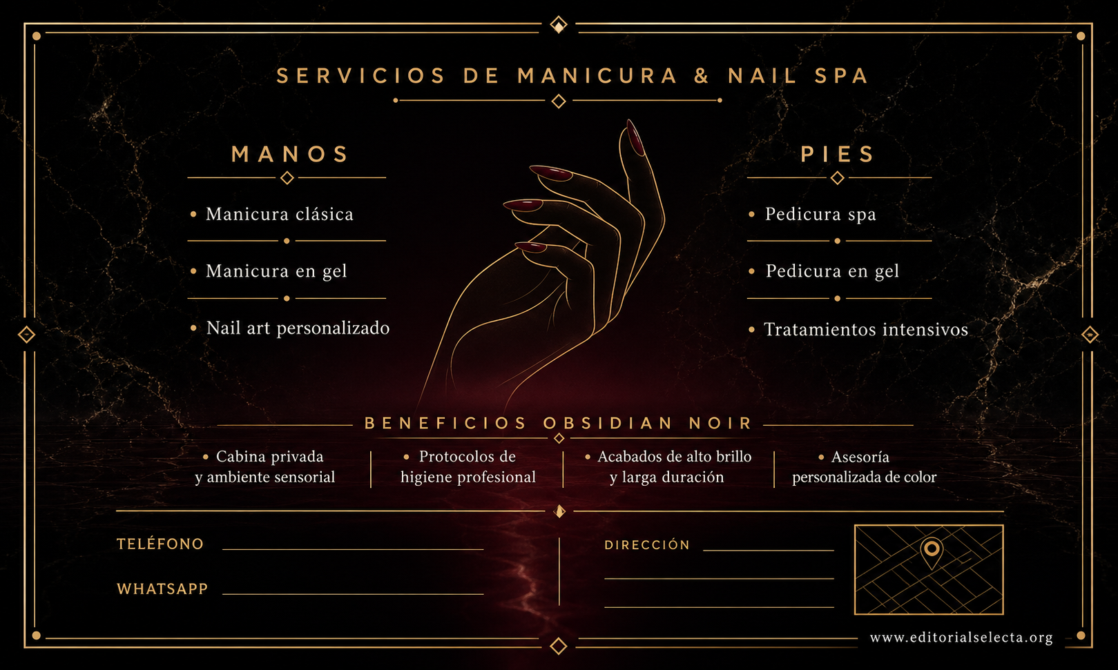 Tarjeta de Presentación Estándar · Salón de uñas (Frente) 2
