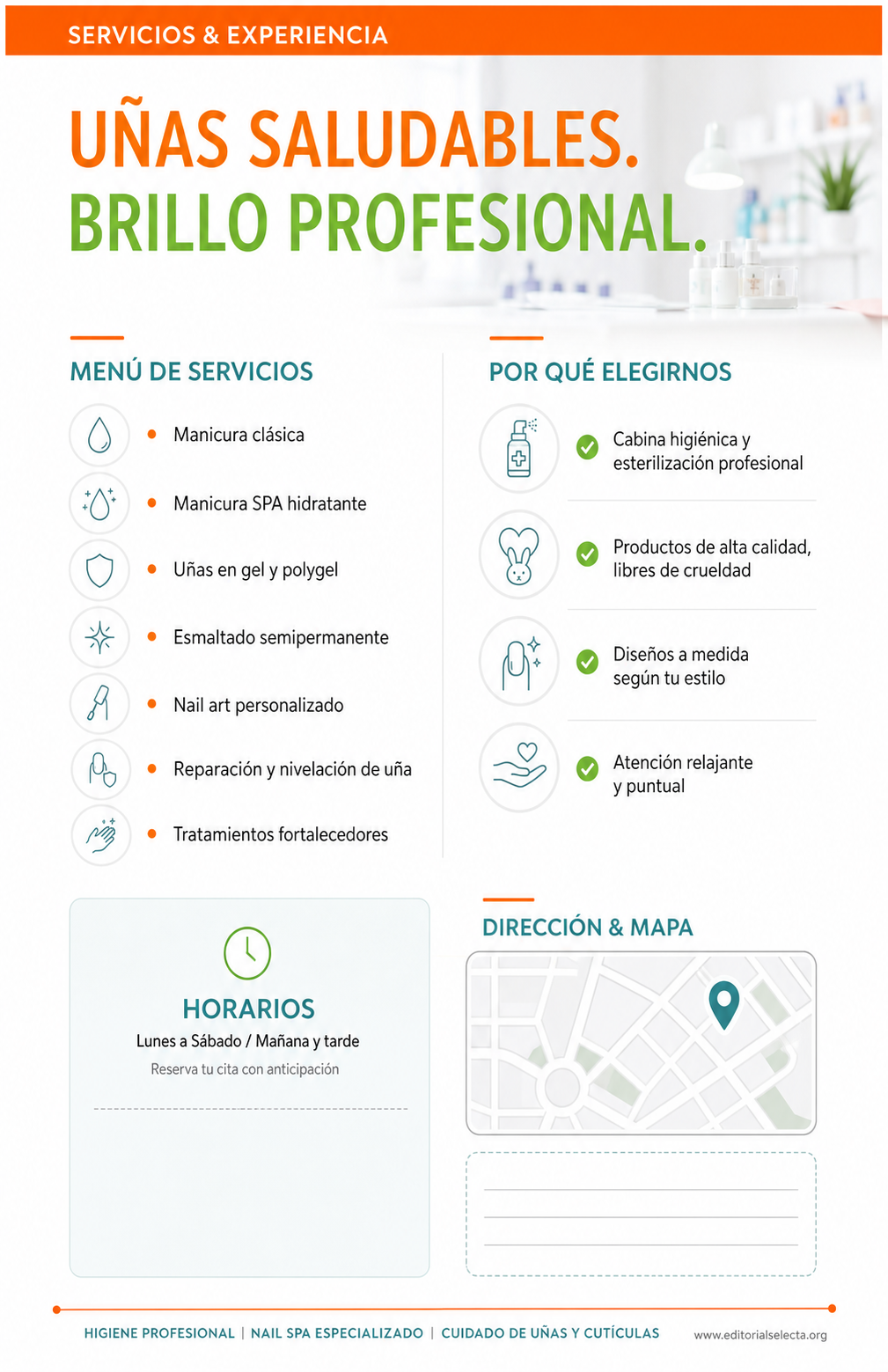 Flyer Media Carta · Salón de uñas (Frente) 2