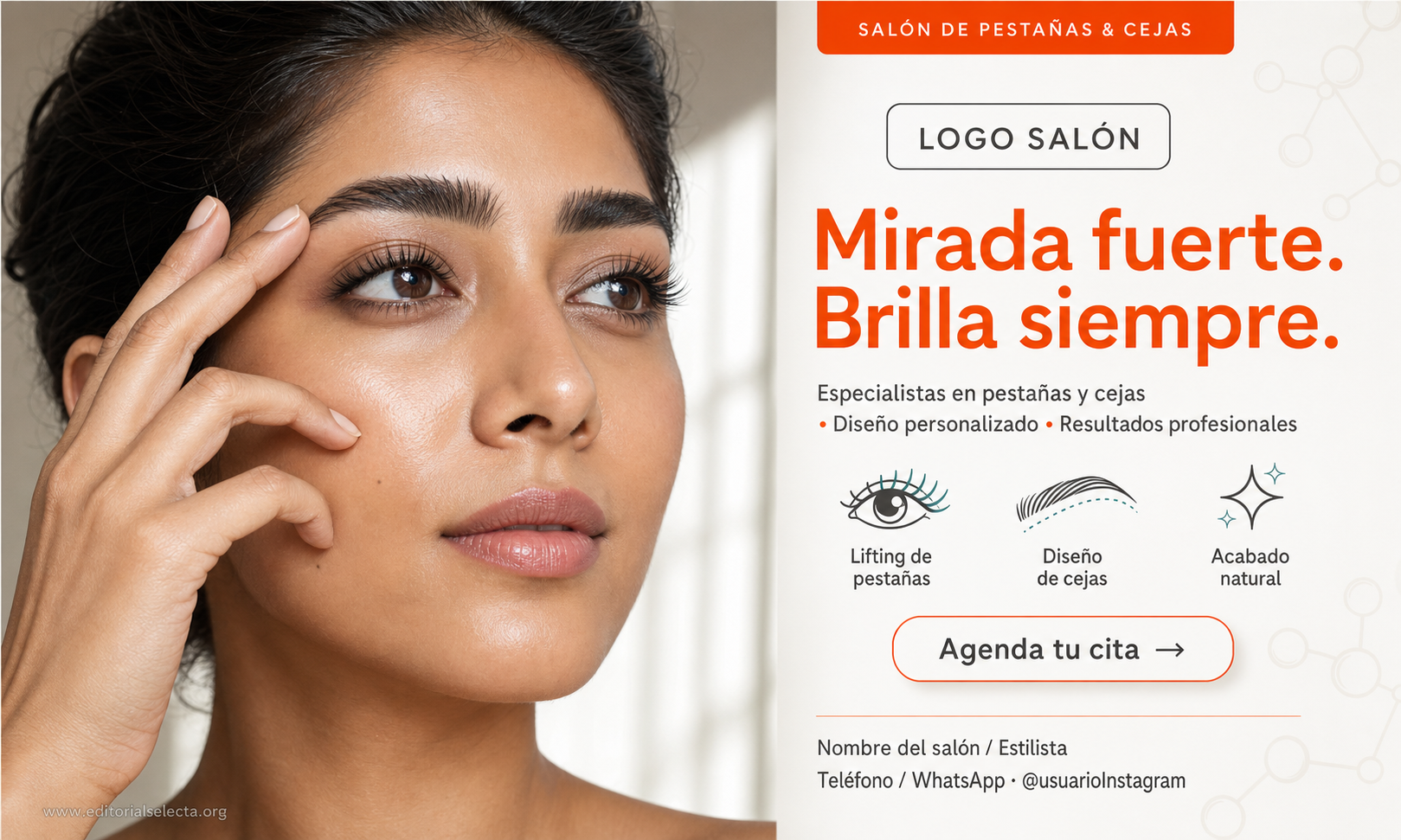 Tarjeta de Presentación Estándar · Salón de pestañas y cejas (Frente)