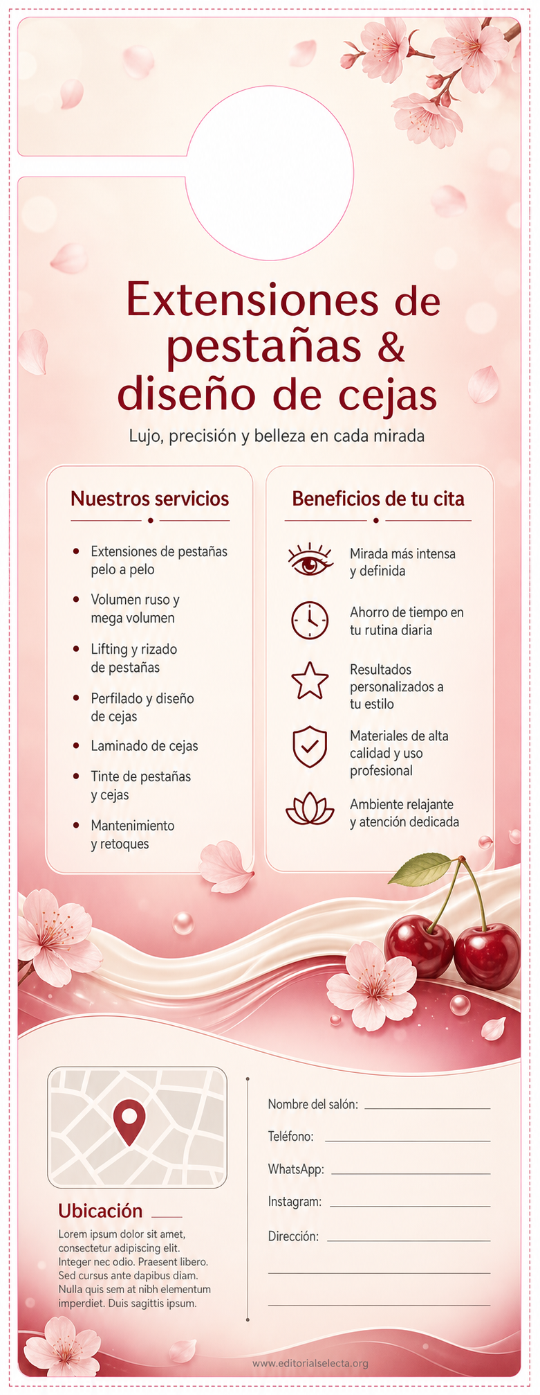 Door Hanger · Salón de pestañas y cejas (Frente) 2