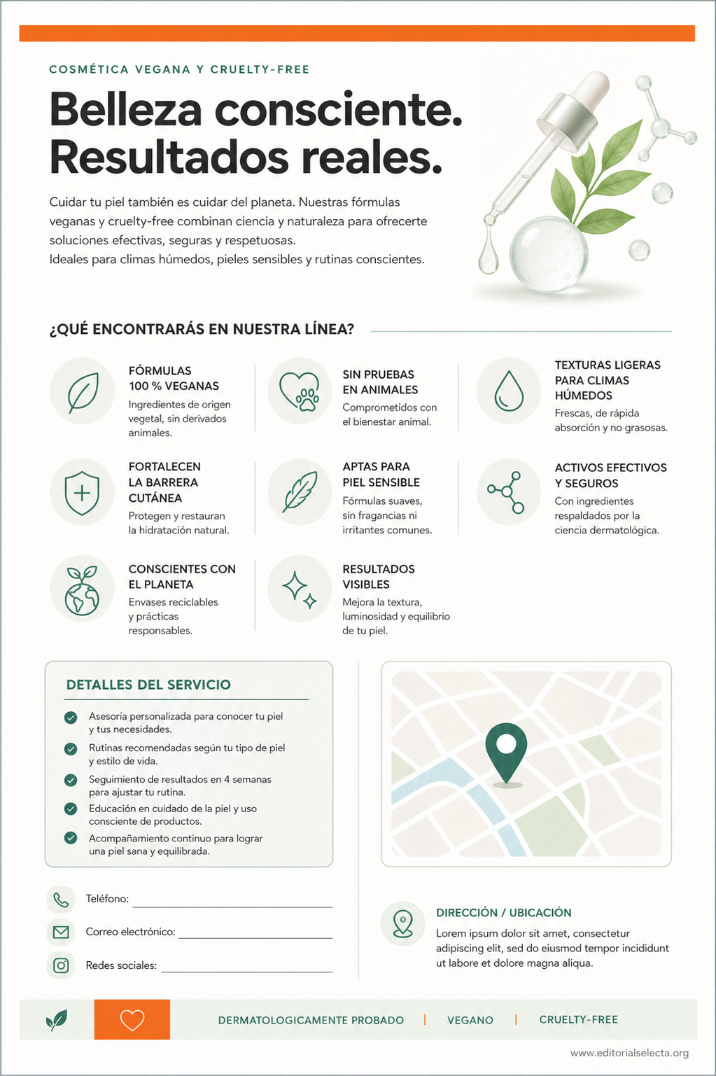 Flyer Media Carta · Cosmética Vegana y Cruelty-Free: Marcas que garantizan la no (Reverso)