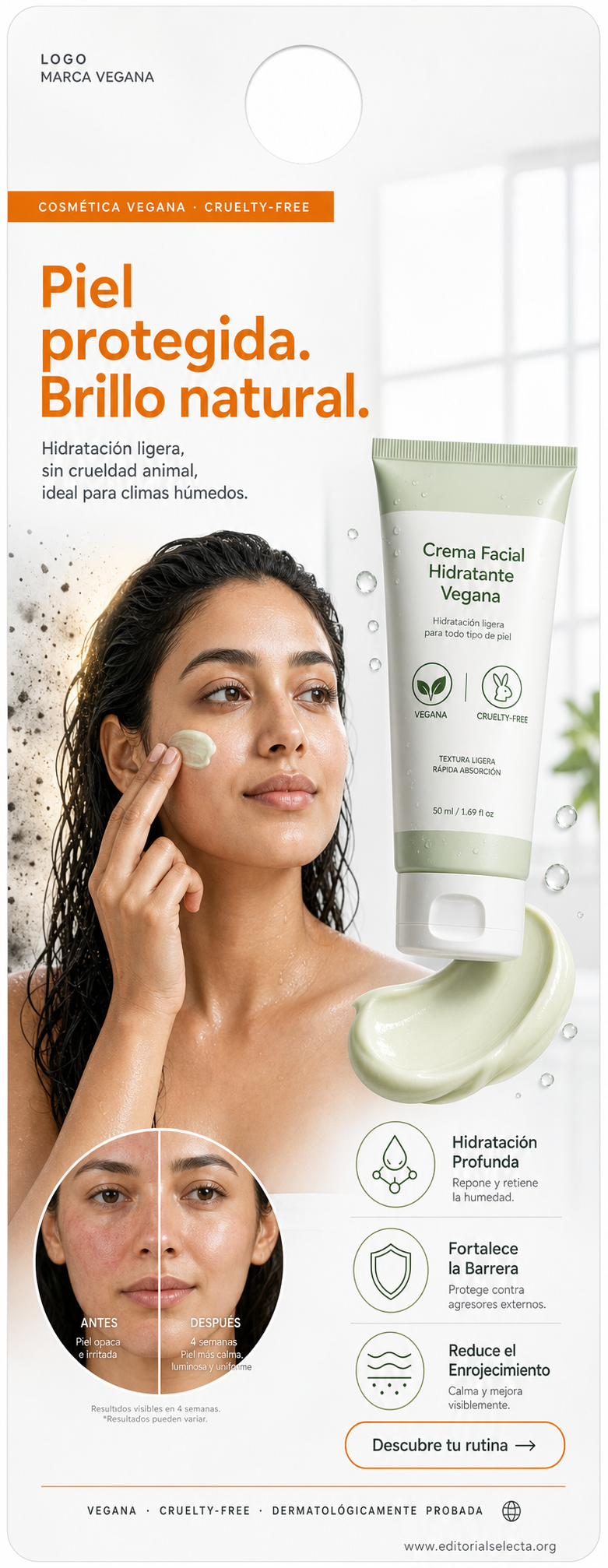 Door Hanger · Cosmética Vegana y Cruelty-Free: Marcas que garantizan la no (Frente)