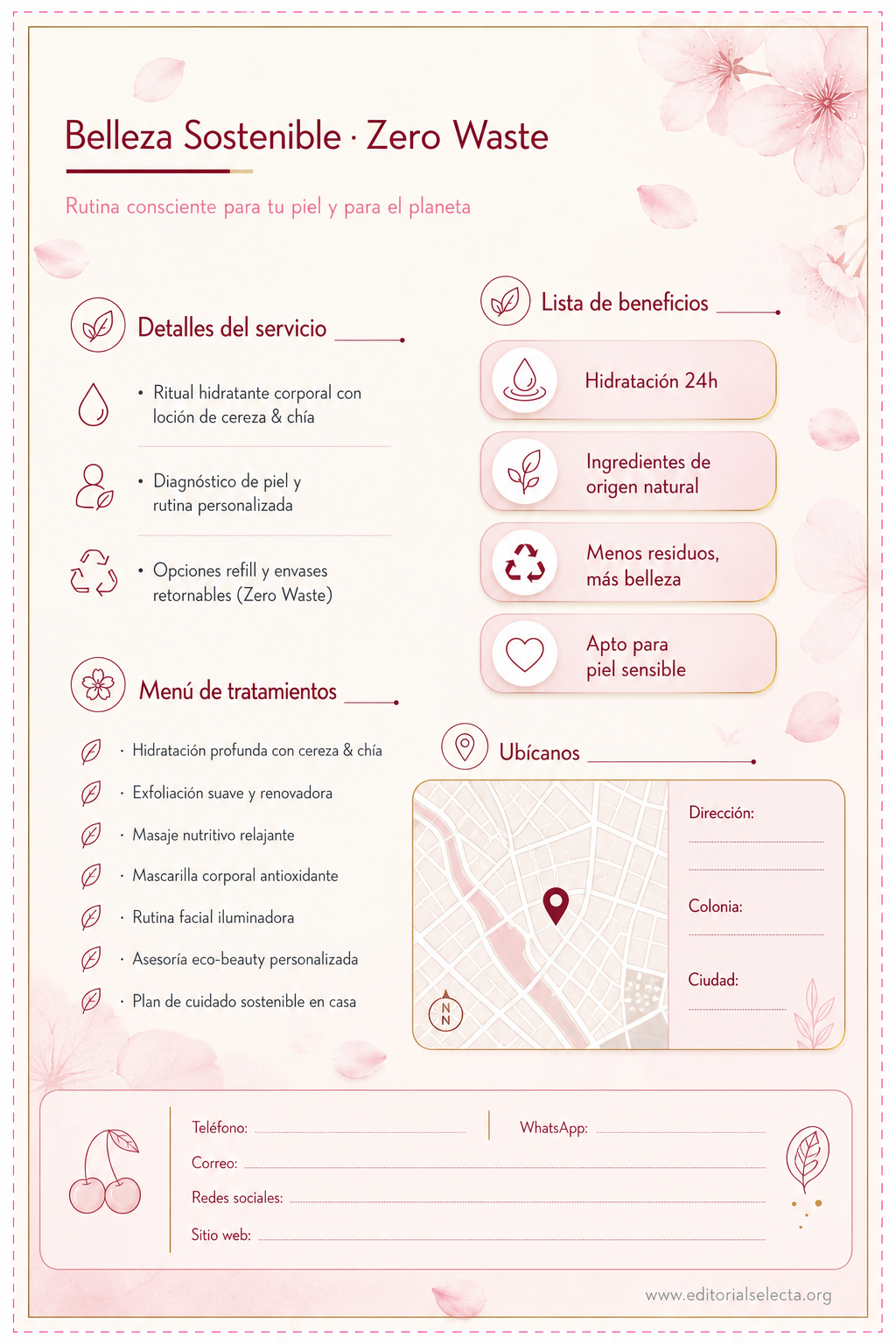 Flyer Media Carta · Belleza Sostenible (Zero Waste): Enfoque ecológico que utili (Reverso)