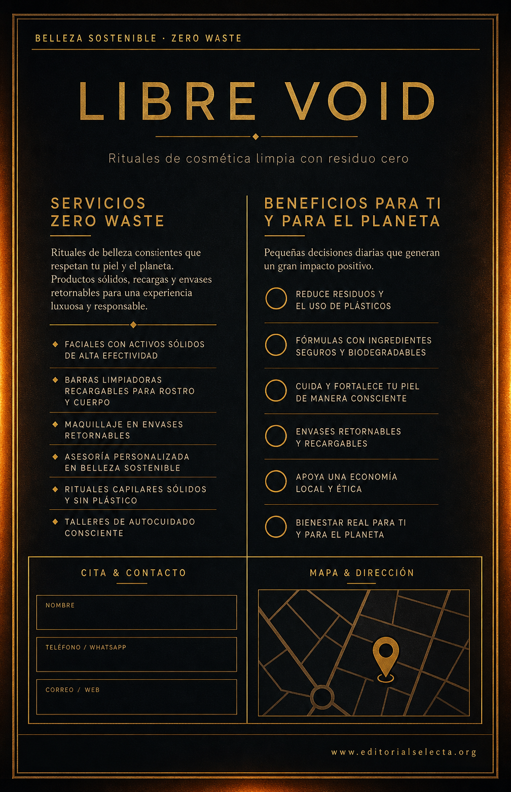 Flyer Media Carta · Belleza Sostenible (Zero Waste): Enfoque ecológico que utili (Reverso)
