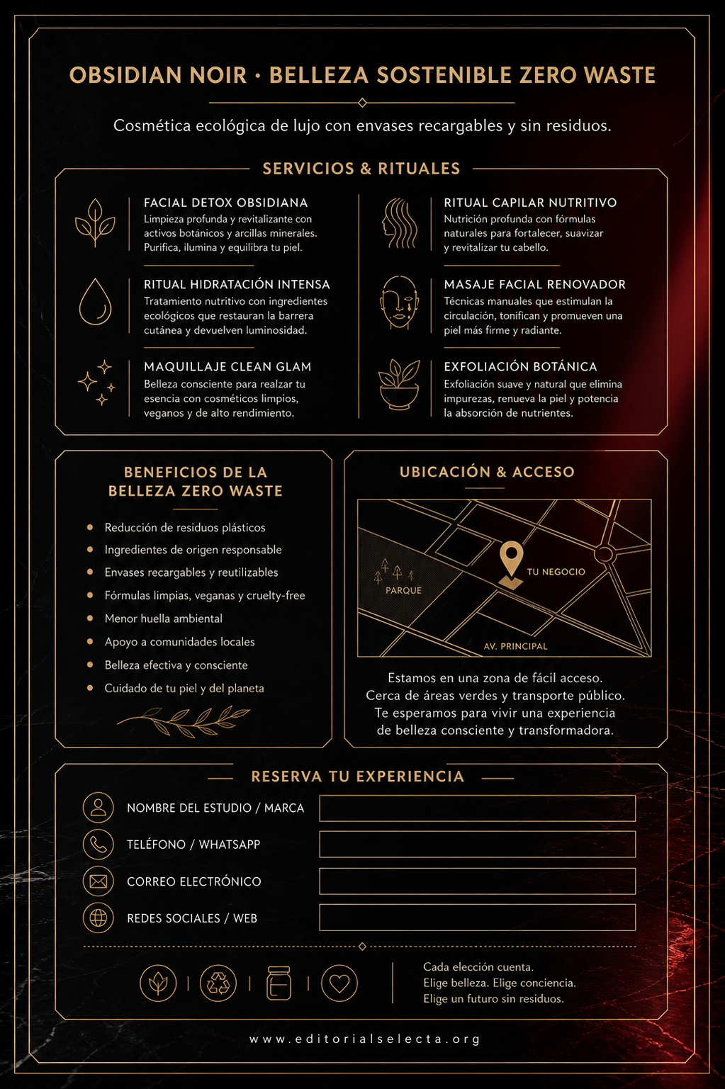Flyer Media Carta · Belleza Sostenible (Zero Waste): Enfoque ecológico que utili (Reverso)